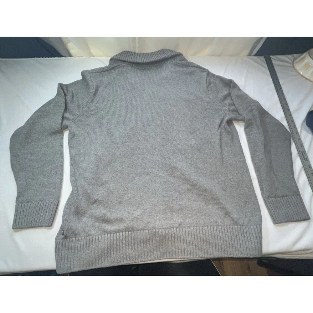 Chaps Cardigan Mens Large‎ Gray Shawl Neck Sweater  100% Cotton Button